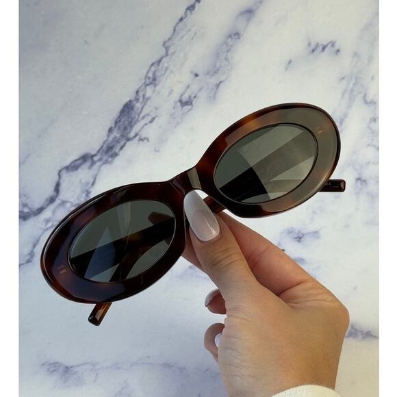 NEW Saint Laurent SL594 Oval Sunglasses in Havana Brown main image 6